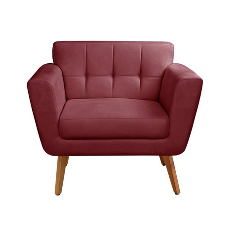 Poltrona Decorativa Bruna Cadeira Living Moderna Recepção Escritório - Suede Bordô
