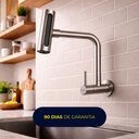 Ver imagem 5 de Torneira de Parede Cozinha Gourmet Pia Rotativa 360° Moderna Aço Inox 304 Escovado Prata Brinovar