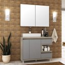 Ver imagem 1 de Gabinete para Banheiro Cuba e Armário com Espelho 100cm Malbec Móveis Bosi