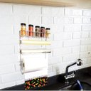 Ver imagem 6 de Conjunto Porta Papel Toalha 5 em 1 Cromado com 5 Potes para Tempero Vidro Tampa Black