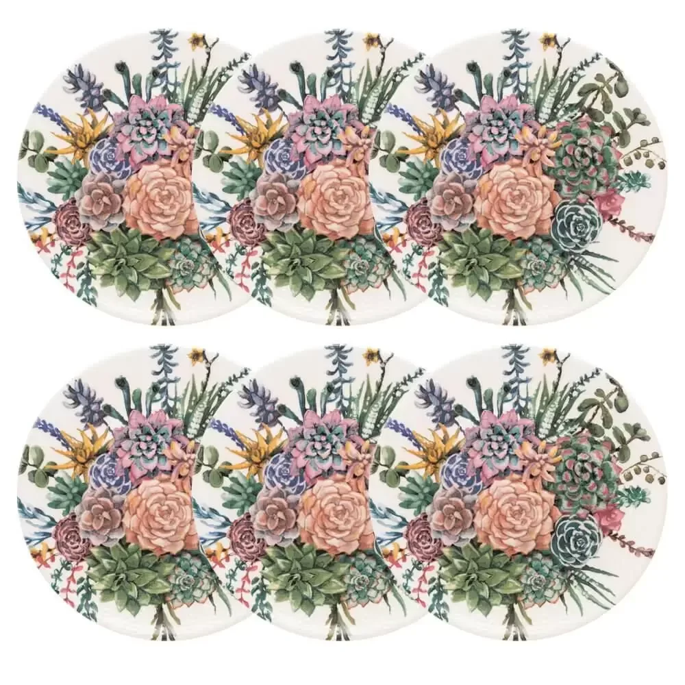 Conjunto 6 Pratos Rasos Cerâmica Bothanica 26cm - 2