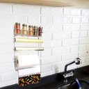 Ver imagem 6 de Conjunto Porta Papel Toalha 5 em 1 Cromado com 5 Potes para Tempero Vidro Premium