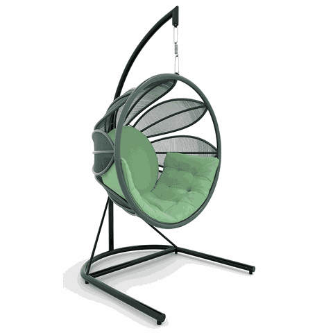 Balanço Flor em Corda Náutica Verde Militar - Tecido Lisato Verde Claro