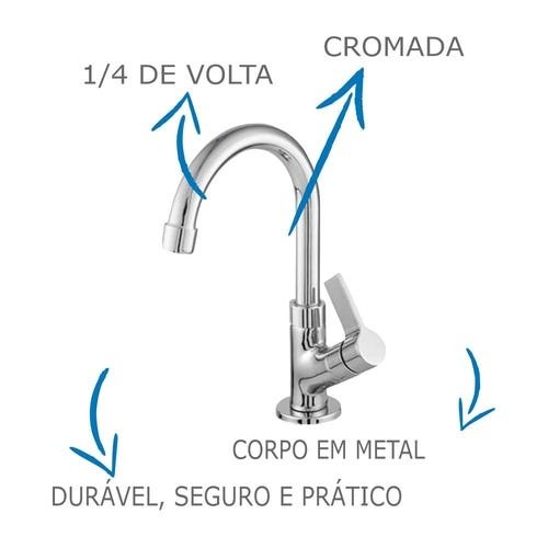 Torneira Banheiro 1198 C15 Mesa em Metal Bica Móvel Oliveira:Prata - 4