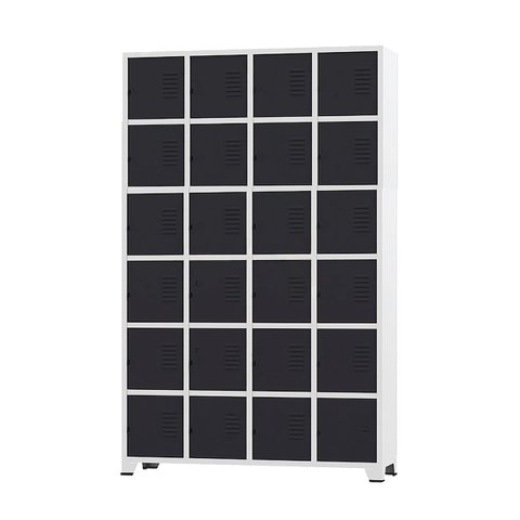 Armário Roupeiro de Aço 24 Portas para Vestiário Academia Locker Preto com Chave
