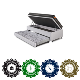 Bicama Box Baú Solteiro Courino Linho Branco 88x188 com Colchão Bogotá Molas Ultralastic Inducol - 6