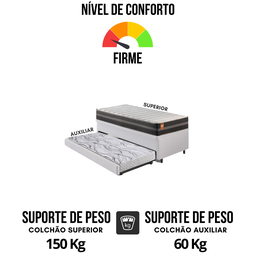 Bicama Box Baú Solteiro Courino Linho Branco 88x188 com Colchão Bogotá Molas Ultralastic Inducol - 7
