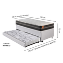Ver imagem 2 de Bicama Box Baú Solteiro Courino Linho Branco 88x188 com Colchão Bogotá Molas Ultralastic Inducol