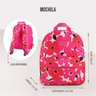 Mochila Feminina Rosa Azul Floral Escola Faculdade Bolsa:Rosa Pink - 4