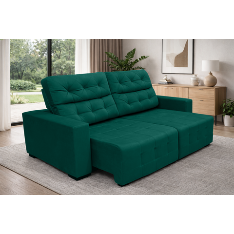 Sofá Retrátil e Reclinável Siena 2.30m Super Pillow - Verde