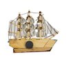 Miniatura Ímã Barco Navio Veleiro Casco Azul Base Marrom 8x1.5x9.5cm - Tudo em Caixa - 2
