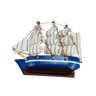 Miniatura Ímã Barco Navio Veleiro Casco Azul Base Marrom 8x1.5x9.5cm - Tudo em Caixa - 1