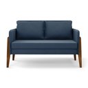 Ver imagem 3 de Kit 1 Sofá Namoradeira e 2 Poltronas Lana Suede Azul Marinho Base de Madeira - D’Rossi