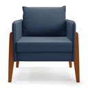 Ver imagem 4 de Kit 1 Sofá Namoradeira e 2 Poltronas Lana Suede Azul Marinho Base de Madeira - D’Rossi