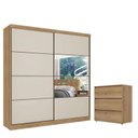 Ver imagem 1 de Guarda Roupa Casal Malaga Glass 2 Portas Capuccino Off White Acetinado e Cômoda Gaveteiro Condessa C