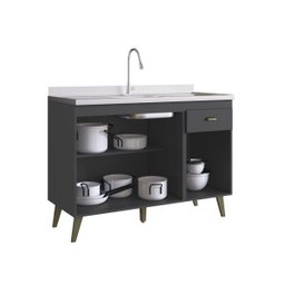 Balcão de Cozinha 3 Portas e 1 Gaveta 581 Casamia - Grafite - 3