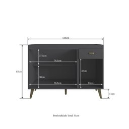 Balcão de Cozinha 3 Portas e 1 Gaveta 581 Casamia - Grafite - 4