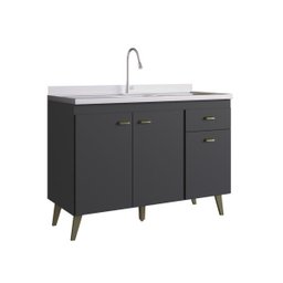 Balcão de Cozinha 3 Portas e 1 Gaveta 581 Casamia - Grafite - 1