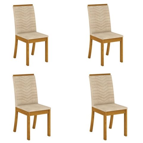 Kit 4 Cadeiras Estofadas Isa para Mesa de Jantar Henn