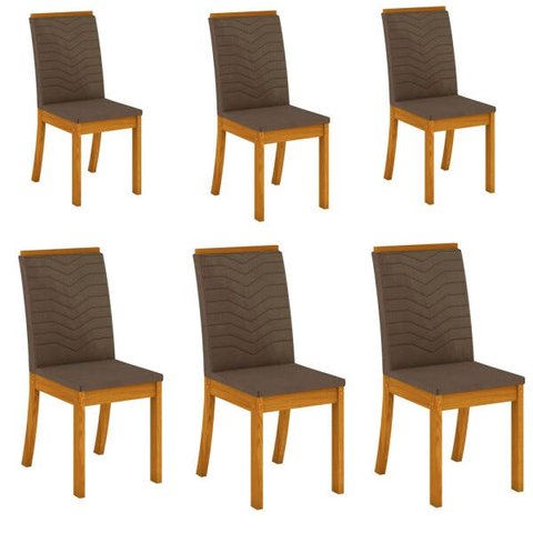 Kit 6 Cadeiras Estofadas Isa para Mesa de Jantar Henn