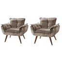 Ver imagem 1 de Kit 2 Poltronas Opala Decorativas Sued Capuccino - Kimi Design