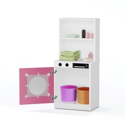 Mini Cozinha Infantil Lúdica C/ Armário Geladeira Lavanderia:rosa - 4