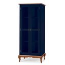 Ver imagem 1 de Cristaleira 2 Portas e 3 Prateleiras com Pés Luiz Xv 60300 Linz Móveis - Azul Petróleo/imbuia