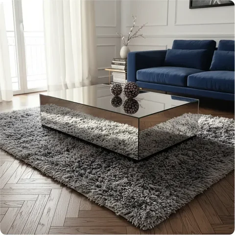 Mesa Espelho Cristal Pequena 60x40x20 Lapidada
