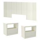 Ver imagem 2 de Kit Cabeceira Casal Ripado 3,0m + 02 Mesas de Cabeceira Cor:off White