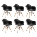 Ver imagem 1 de Kit 6 Cadeiras Eames Eifflel com Braço Daw de Madeira com Assento Preto