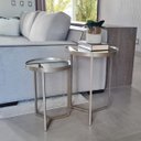 Ver imagem 2 de Kit 2 Mesas Lateral com Espelho - Mesinha de Apoio Champagne