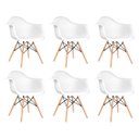 Ver imagem 1 de Kit 6 Poltronas Eames de Madeira com Braço Daw com Assento Branco