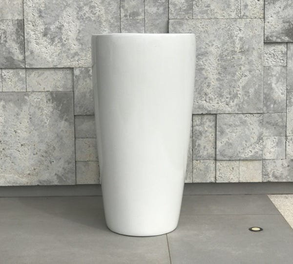 Vaso de Fibra de Vidro Estilo Vietnamita 72x38cm Branco - 3