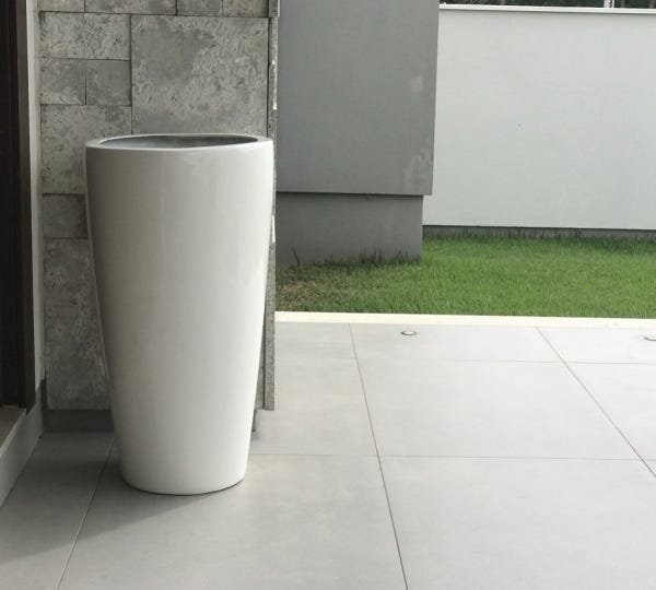 Vaso de Fibra de Vidro Estilo Vietnamita 72x38cm Branco - 2