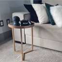 Ver imagem 2 de Mesa Lateral com Espelho - Mesinha de Apoio 50x35 cm Dourada