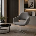 Ver imagem 3 de Poltrona Decorativa Estofada Zara Pé Giratório Alumínio:Linho Cinza Grafite