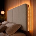 Ver imagem 5 de Cabeceira Painel Modular Bruma LED Cama Casal e Queen 160cm Orgânica Linho Bege - Desk Design