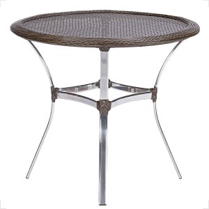 Mesa de Aluminio Polido e Tampo Tramado em Fibra Sintética para Jardim, Area Externa, Varanda - Pedr