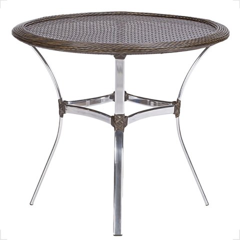 Mesa de Aluminio Polido e Tampo Tramado em Fibra Sintética para Jardim, Area Externa, Varanda - Pedr