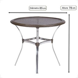 Mesa de Aluminio Polido e Tampo Tramado em Fibra Sintética para Jardim, Area Externa, Varanda - Pedr - 2