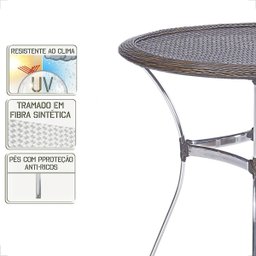Mesa de Aluminio Polido e Tampo Tramado em Fibra Sintética para Jardim, Area Externa, Varanda - Pedr - 4