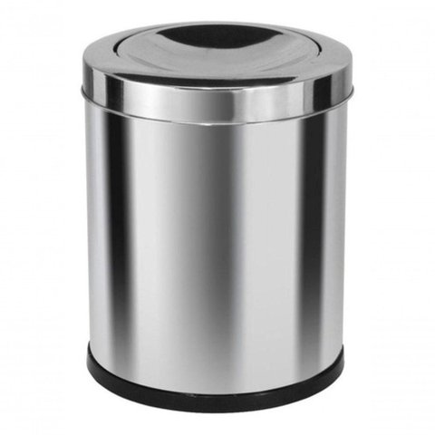 Lixeira Emaço Inox com Tampa Meia Esfera 22 Litros Cinza