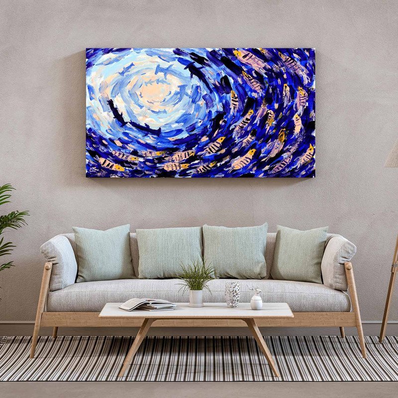 Quadro Decorativo Tela Canvas Abstrato Shoal Of Fish - 90x60 Cm - 1