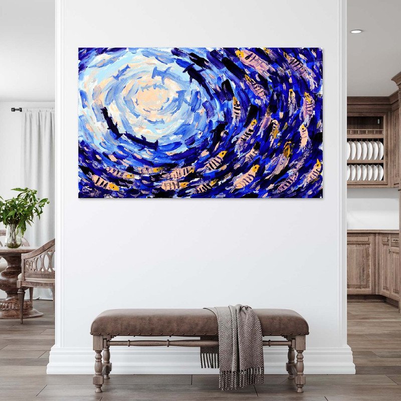 Quadro Decorativo Tela Canvas Abstrato Shoal Of Fish - 90x60 Cm - 3