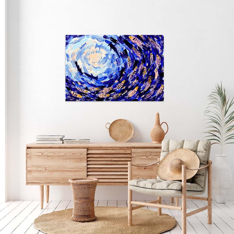Quadro Decorativo Tela Canvas Abstrato Shoal Of Fish - 90x60 Cm - 4