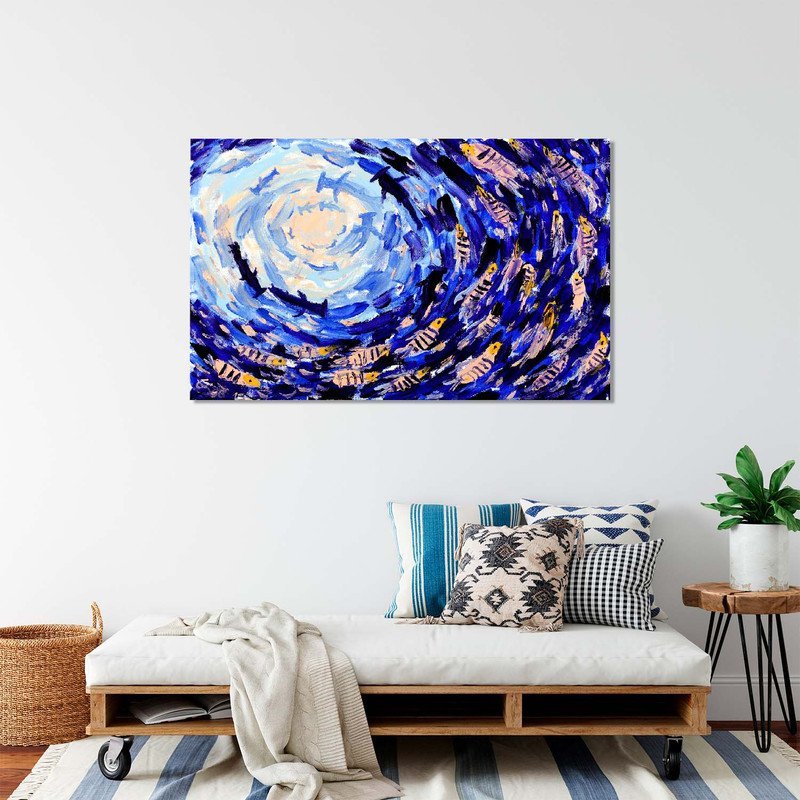 Quadro Decorativo Tela Canvas Abstrato Shoal Of Fish - 90x60 Cm - 5