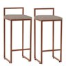 Kit 02 Banqueta Alta Lina Industrial Cozinha Bar Balcão Bistrô Ferro Bronze Suede Bege - Ahazzo M - 1