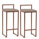 Ver imagem 1 de Kit 02 Banqueta Alta Lina Industrial Cozinha Bar Balcão Bistrô Ferro Bronze Suede Bege - Ahazzo M