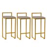 Kit 03 Banqueta Alta Lina Industrial Cozinha Bar Balcão Bistrô Ferro Dourado Suede Bege - Ahazzo - 2
