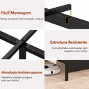 Ver imagem 6 de Cama Casal com Cabeceira e Mesas Laterais Estrutura em Aço Tomadas e Portas USB 140x211x127